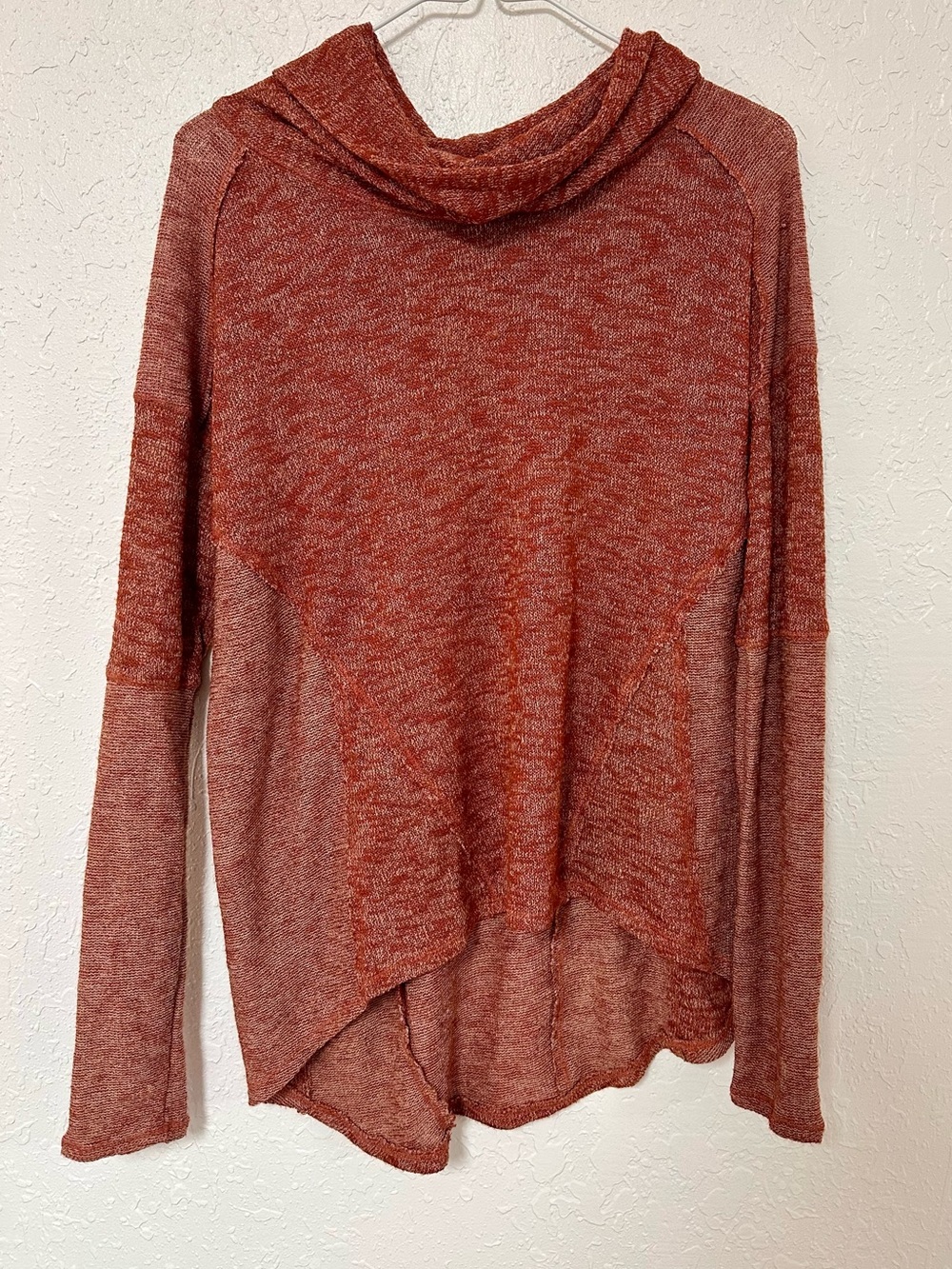 Free People We The Free Cocoon Cowl Neck Pullover Sweater Rust Red Small